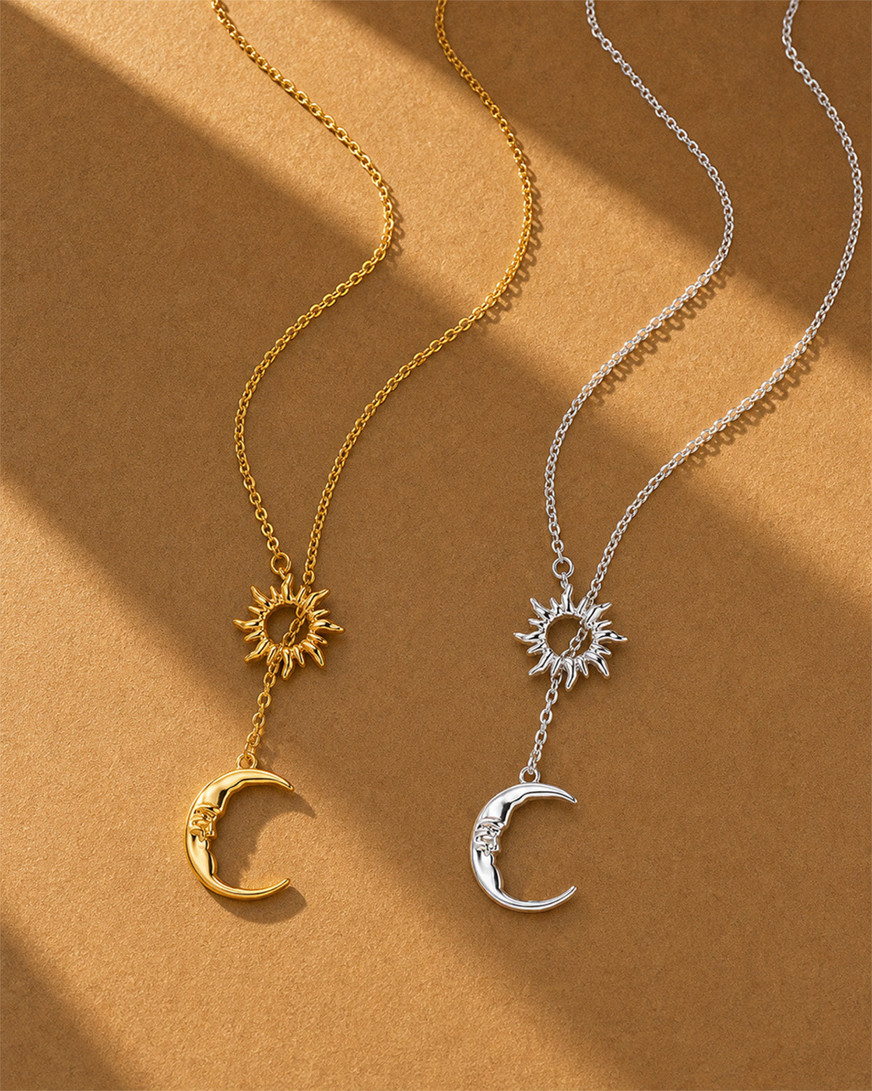 Celestial Echo Sun & Moon Y-Drop Necklace