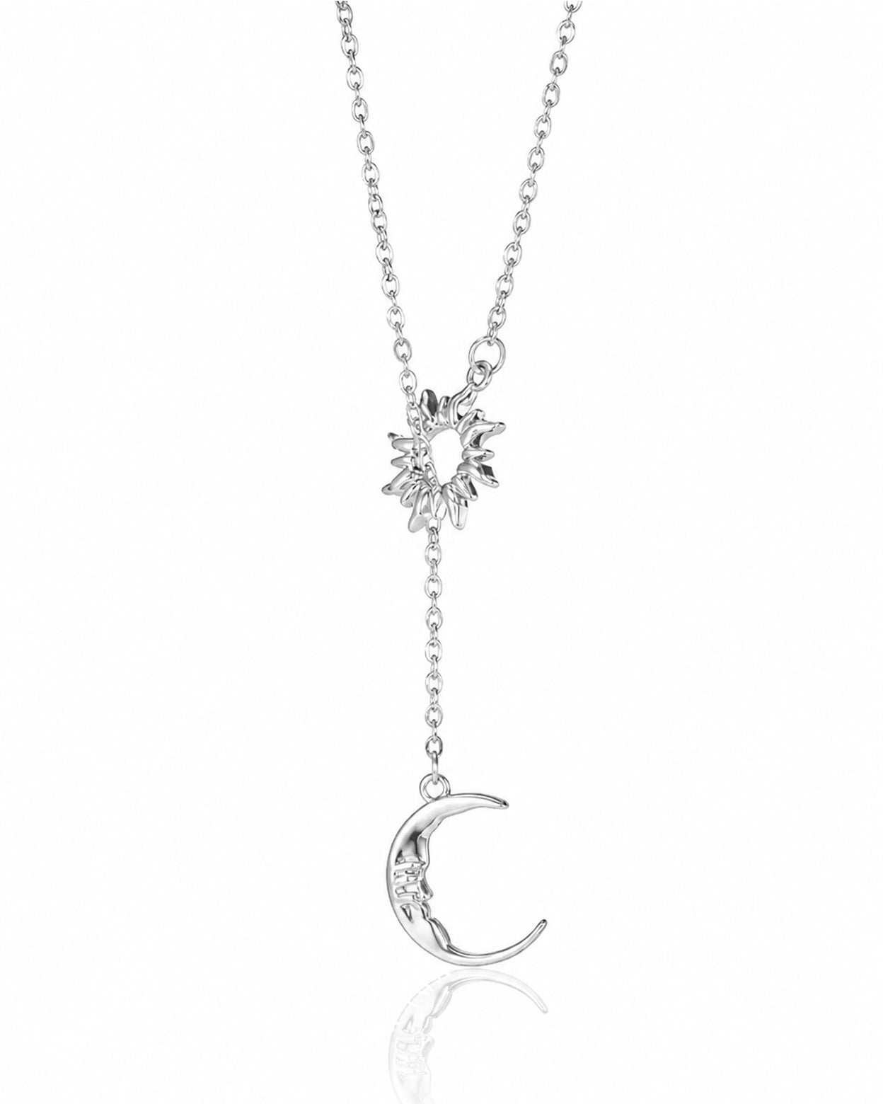 Celestial Echo Sun & Moon Y-Drop Necklace