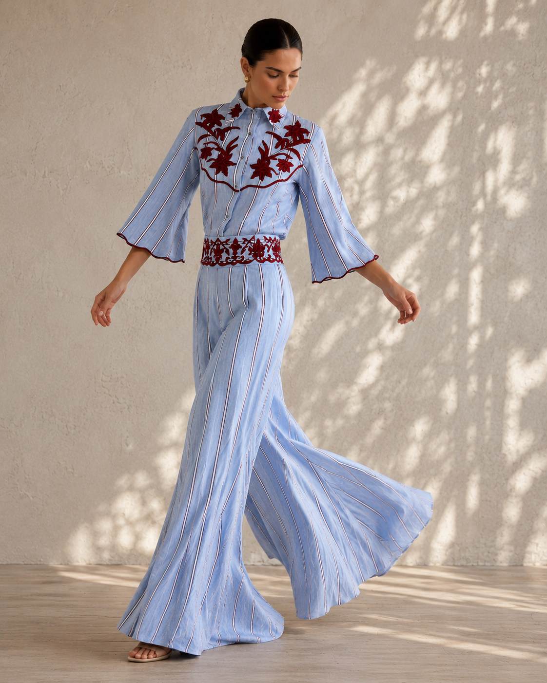 Cordelia Embroidered Stripe Set