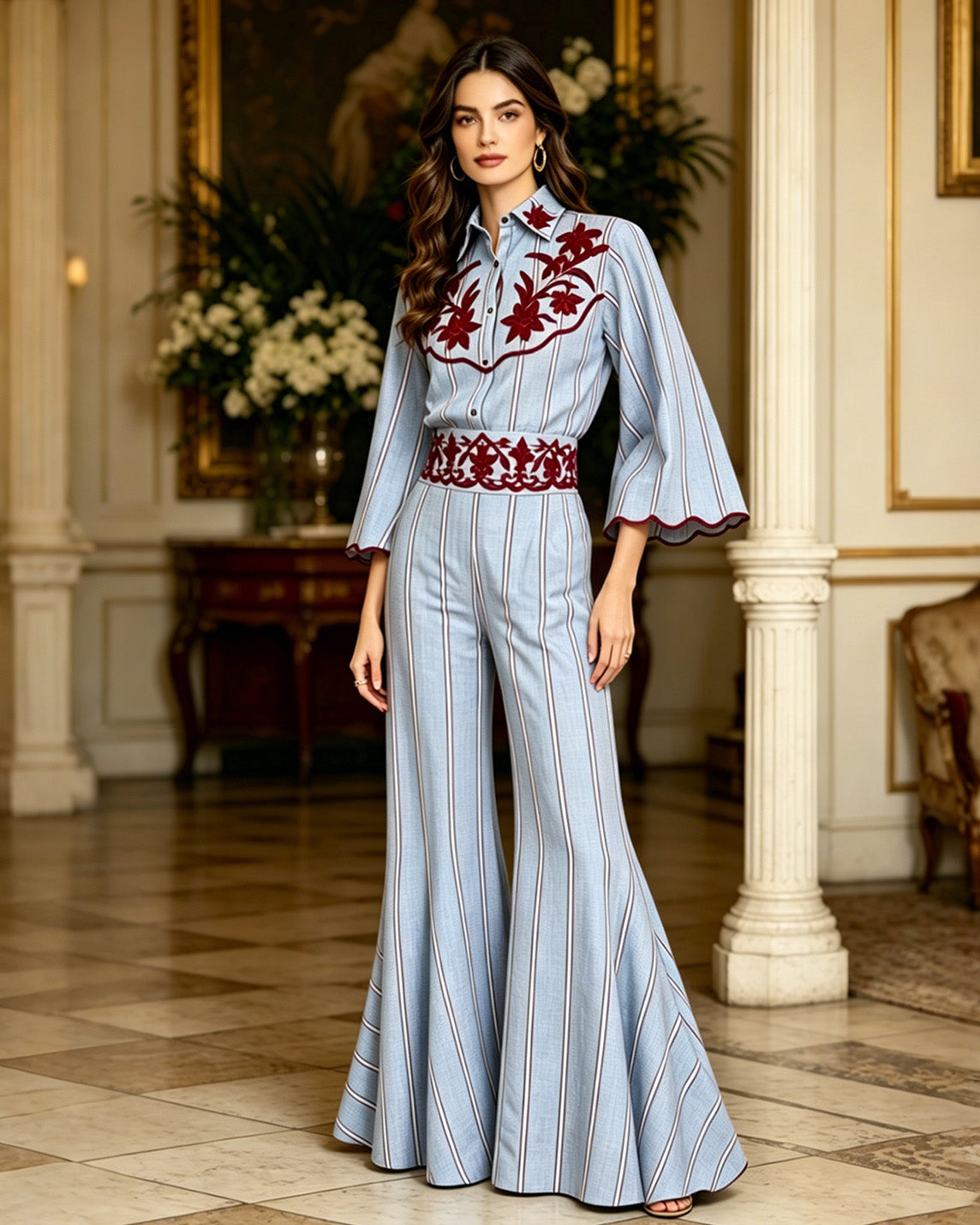 Cordelia Embroidered Stripe Set