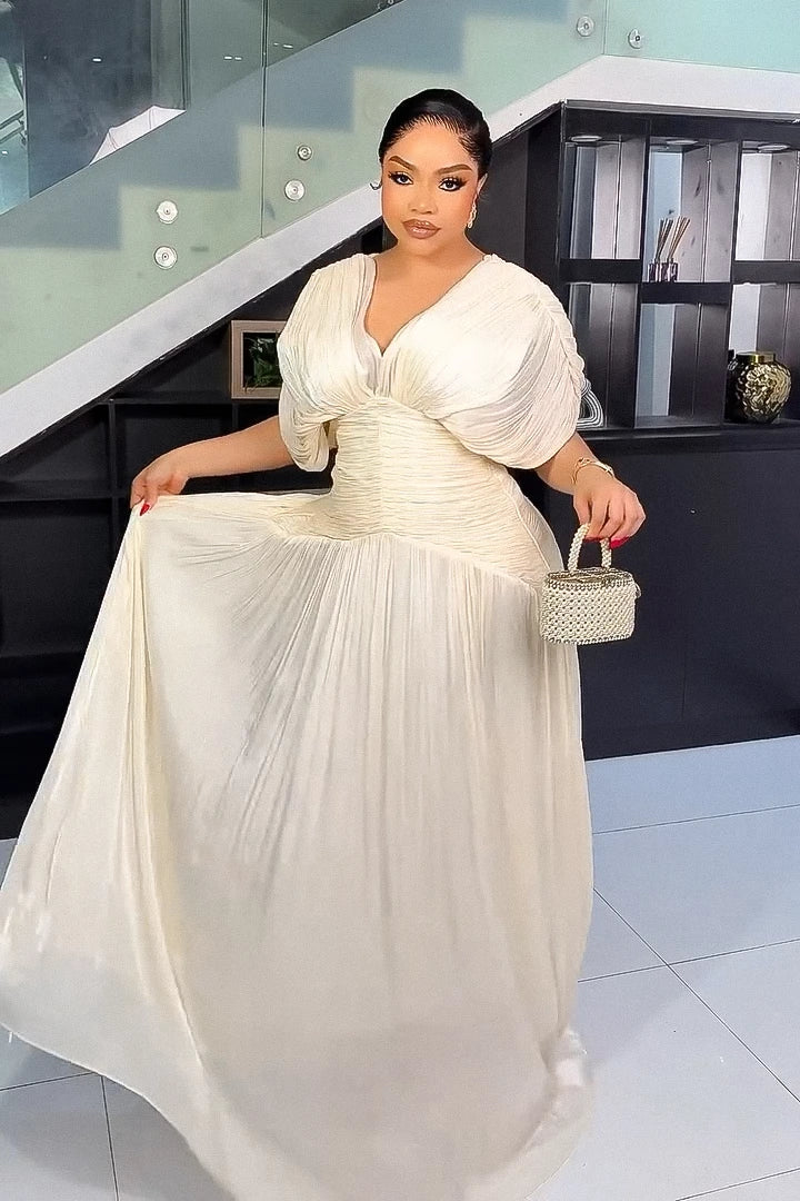 Valencia Sculpted Pleated Maxi Dress