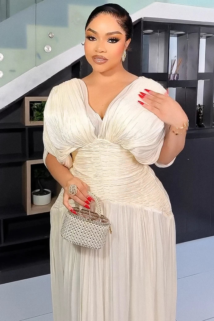 Valencia Sculpted Pleated Maxi Dress