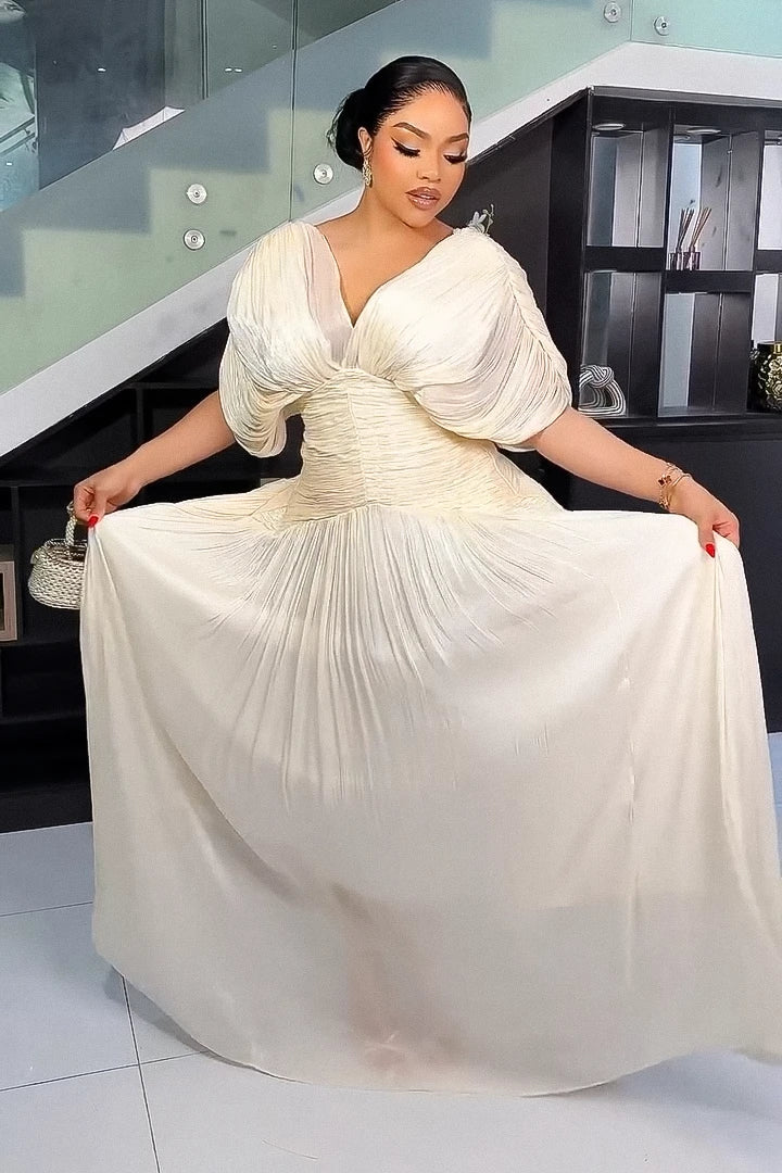 Valencia Sculpted Pleated Maxi Dress