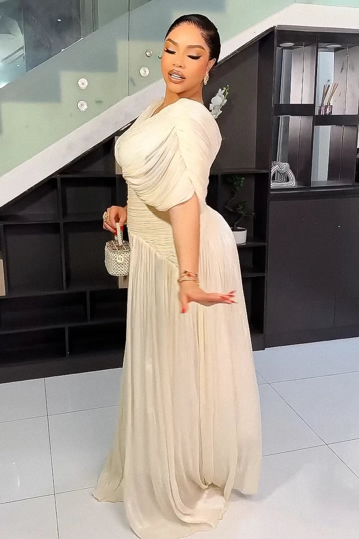 Valencia Sculpted Pleated Maxi Dress