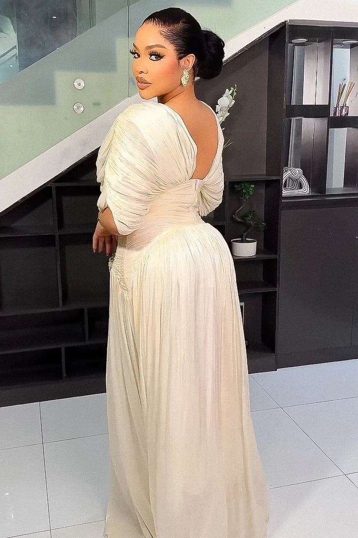 Valencia Sculpted Pleated Maxi Dress