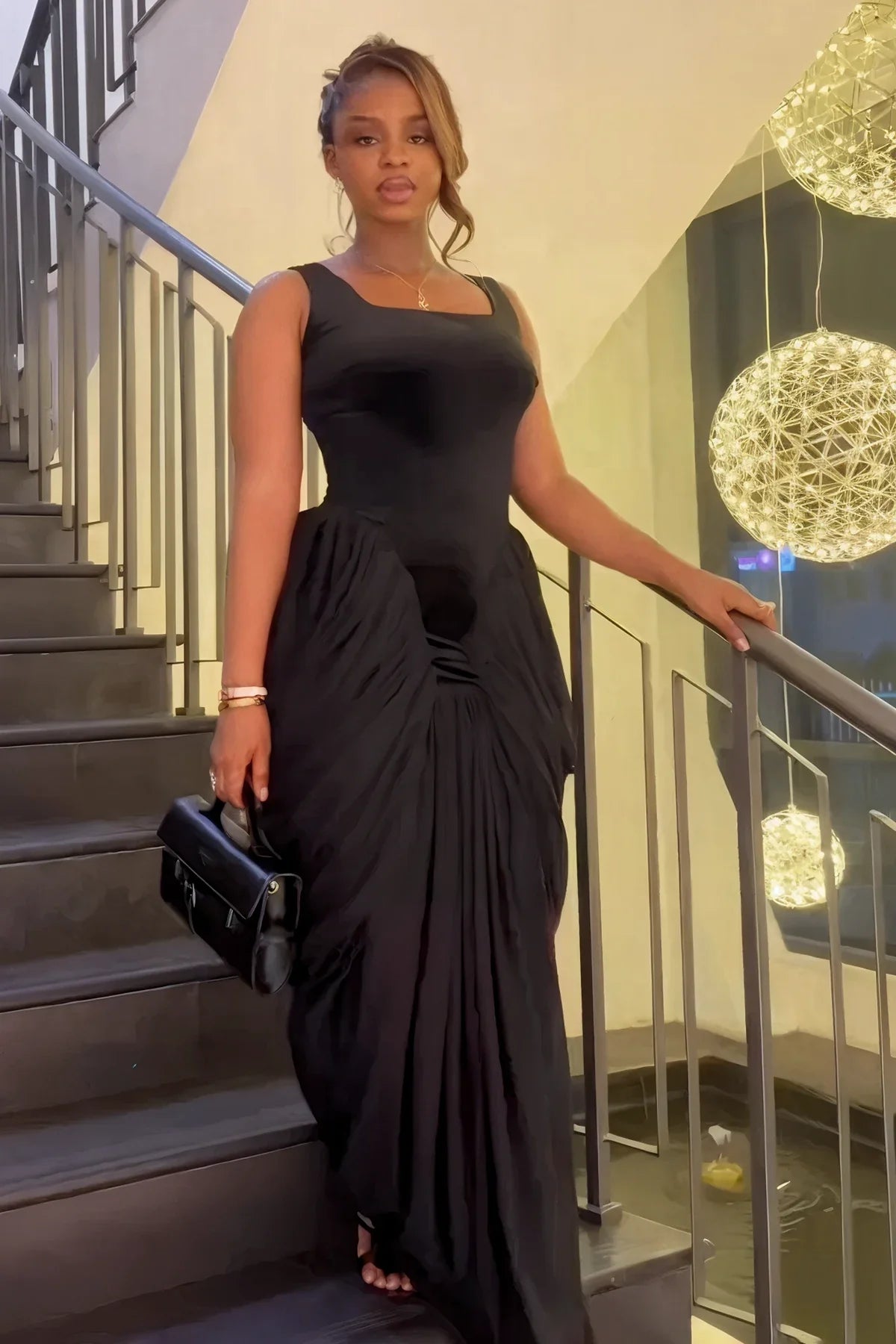 Selene Phantom Velvet Mesh Maxi Dress