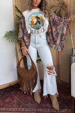 Willie Nelson Mix & Match Tee Cream Floral