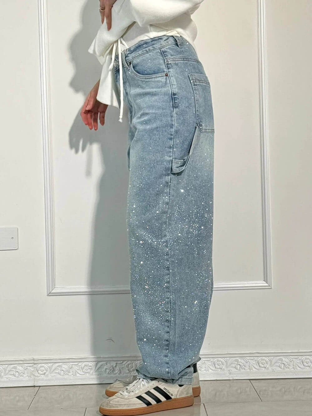 Classic Fashion Balloon Carpenter Shine Denim Jeans