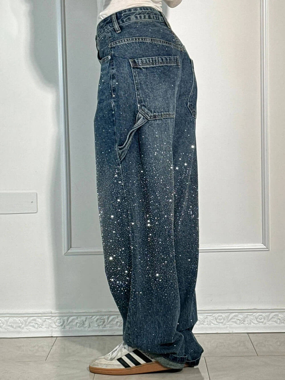 Classic Fashion Balloon Carpenter Shine Denim Jeans