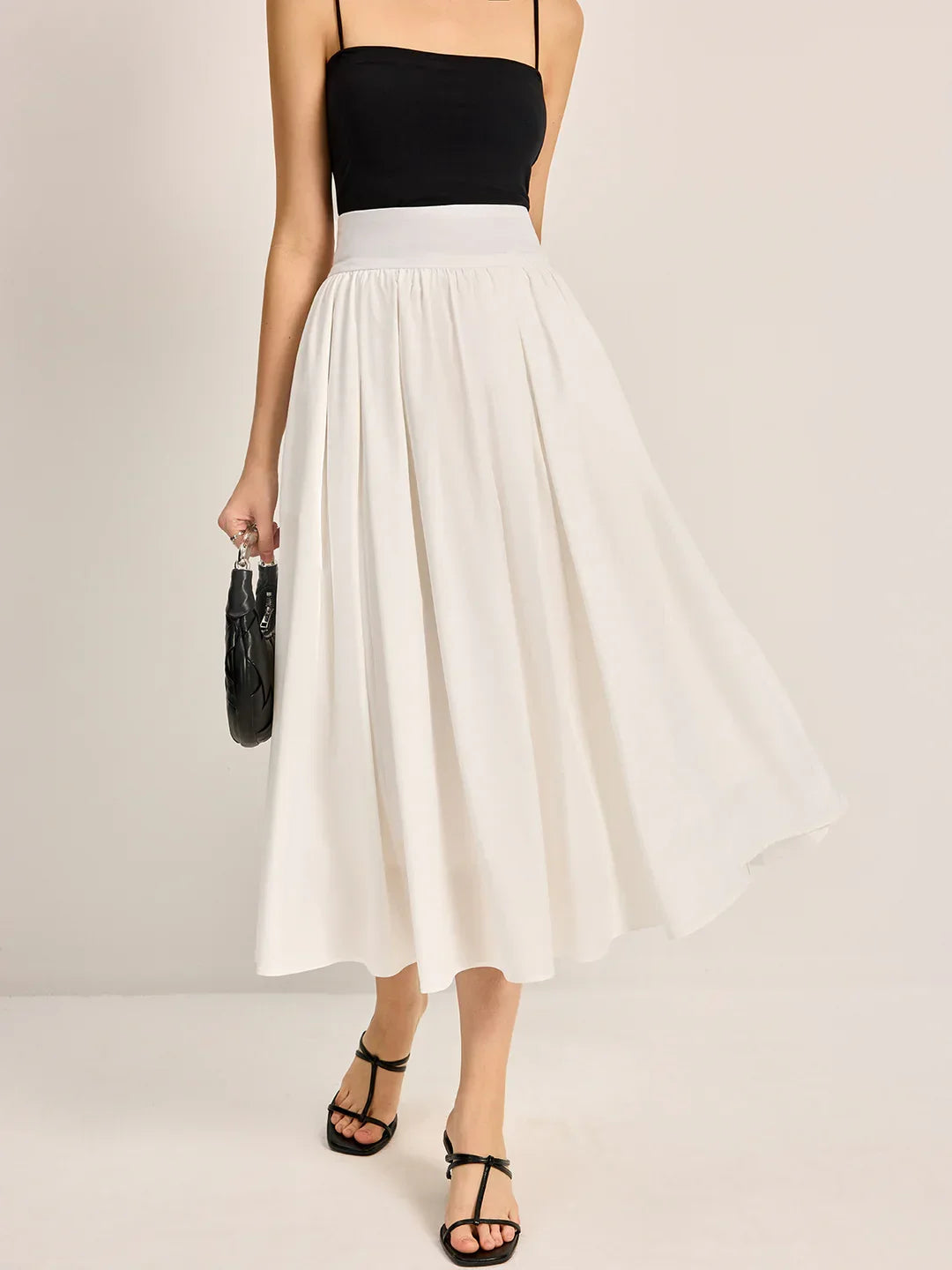 Casual Slim Fit High Waist Pleated Skirt