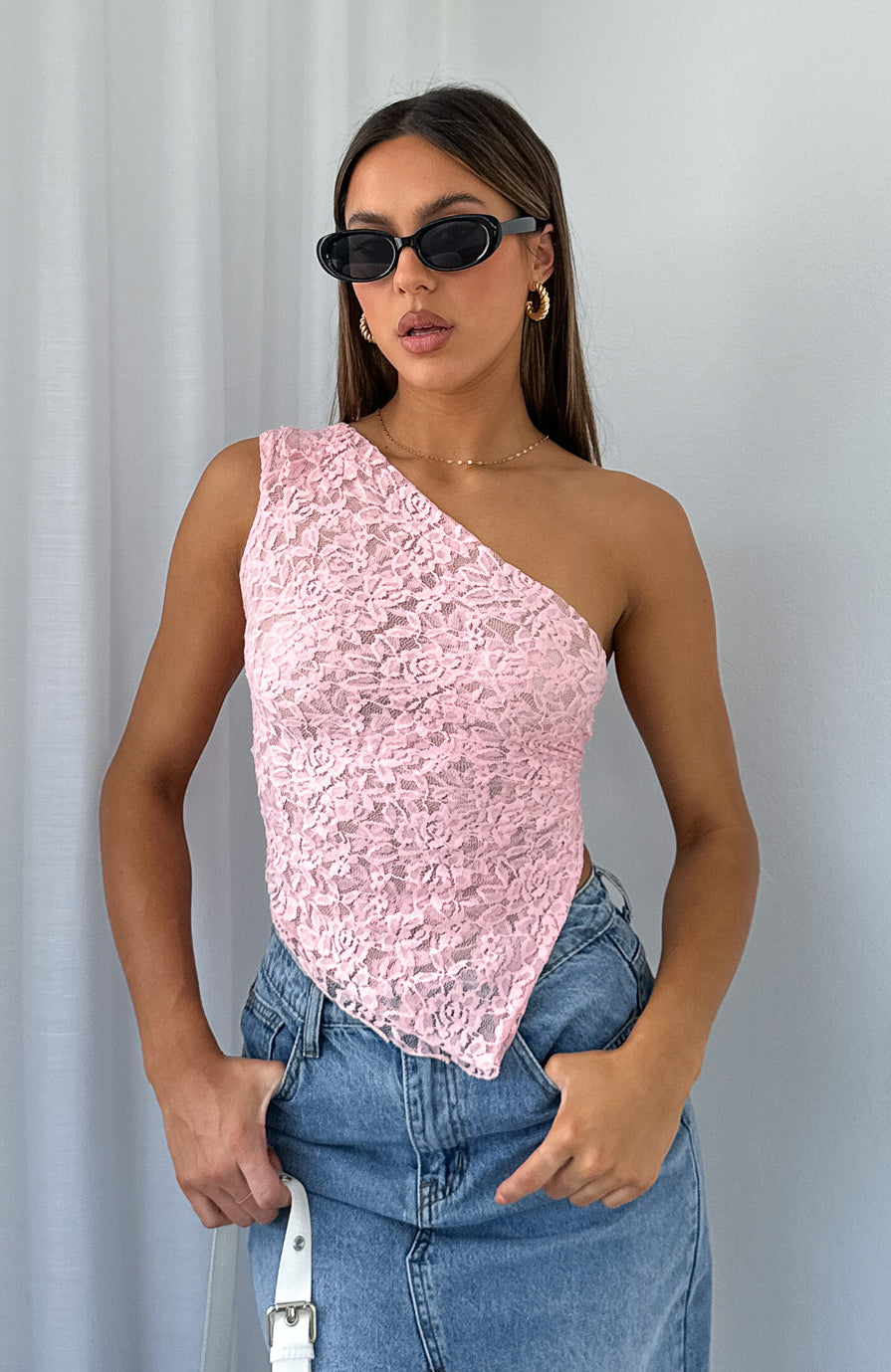 Jolie One Shoulder Lace Top