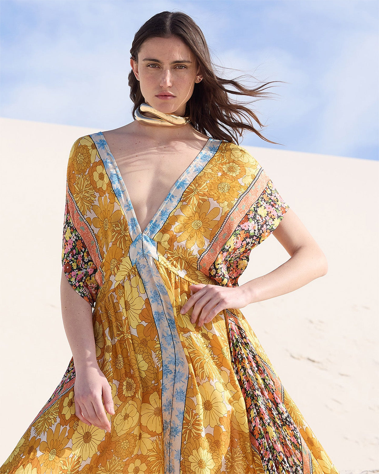 Maribel Floral Butterfly Sleeve Maxi Dress