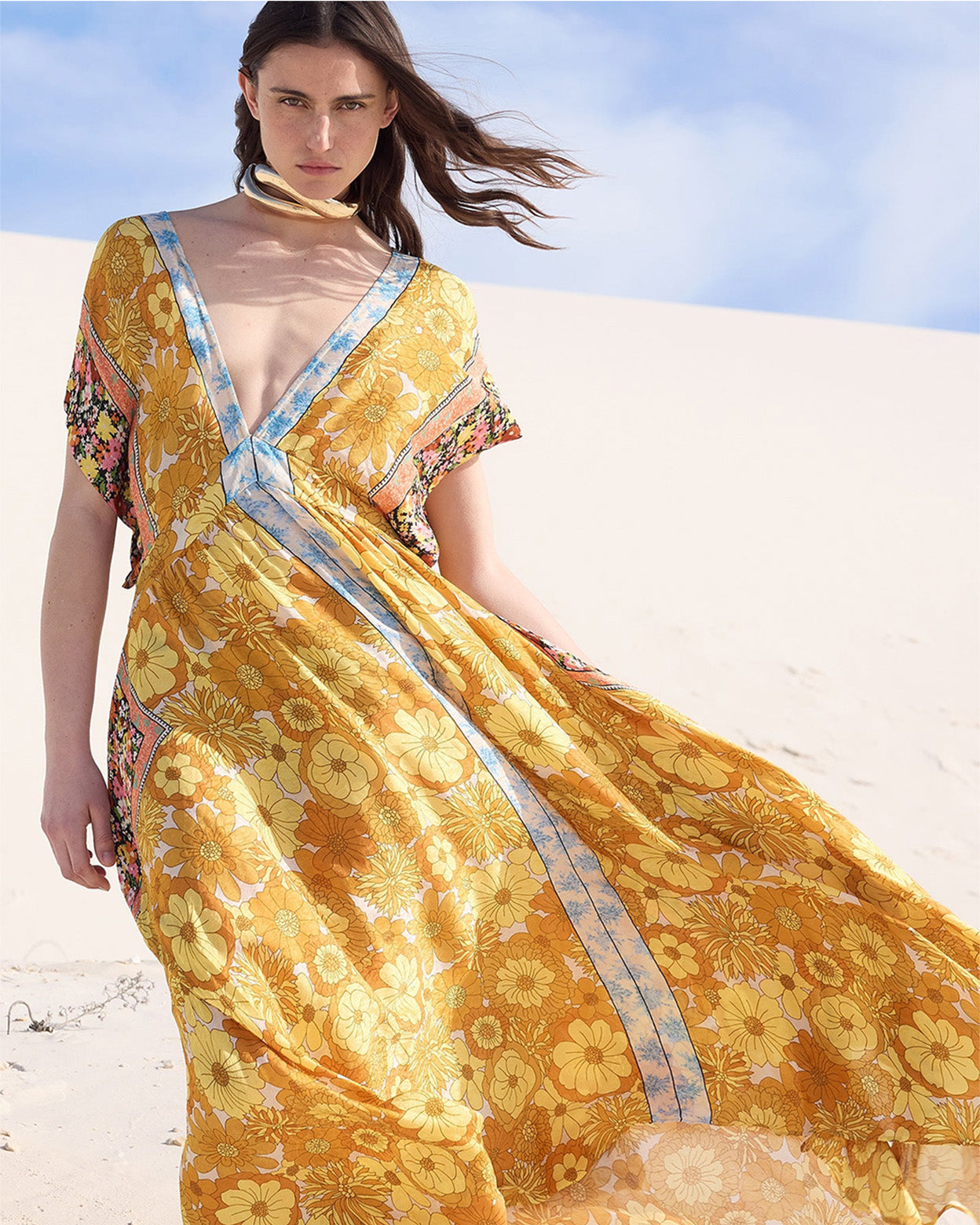Maribel Floral Butterfly Sleeve Maxi Dress