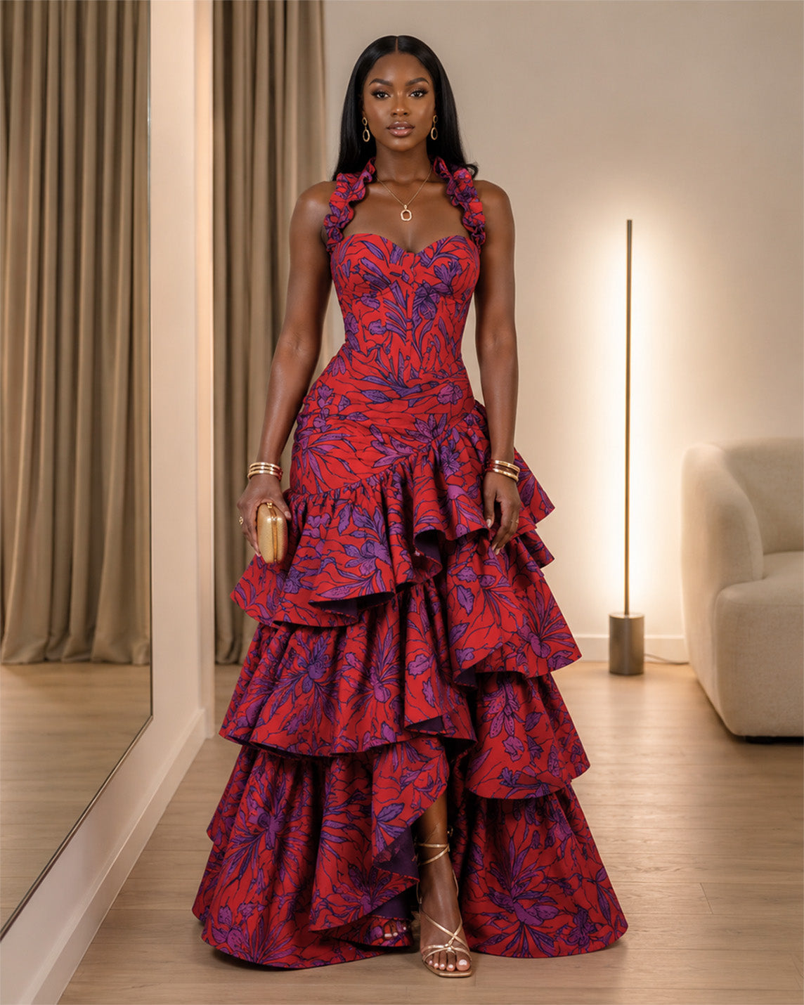 Marielle Bloom Tiered Maxi Dress
