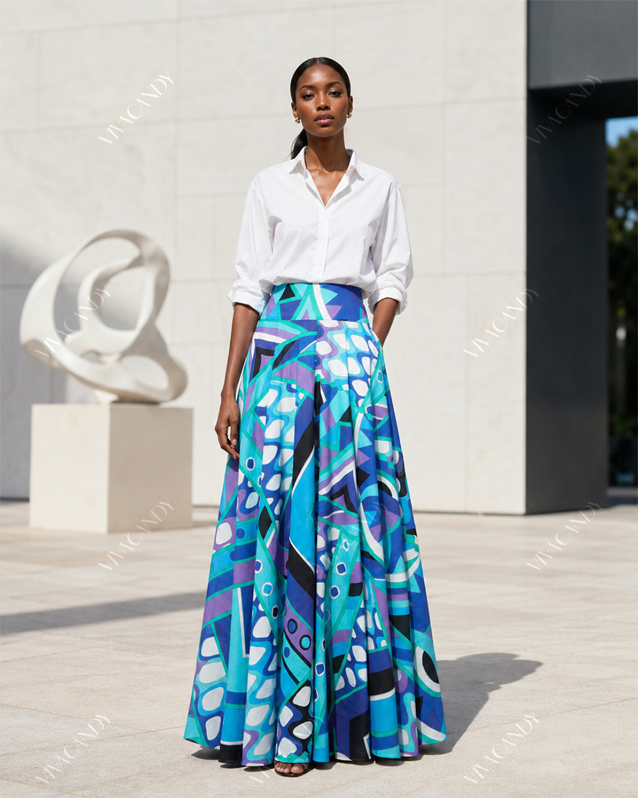 Maris Printed Satin Maxi Skirt