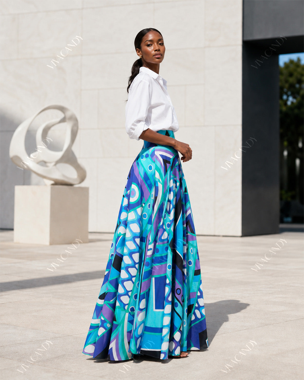 Maris Printed Satin Maxi Skirt