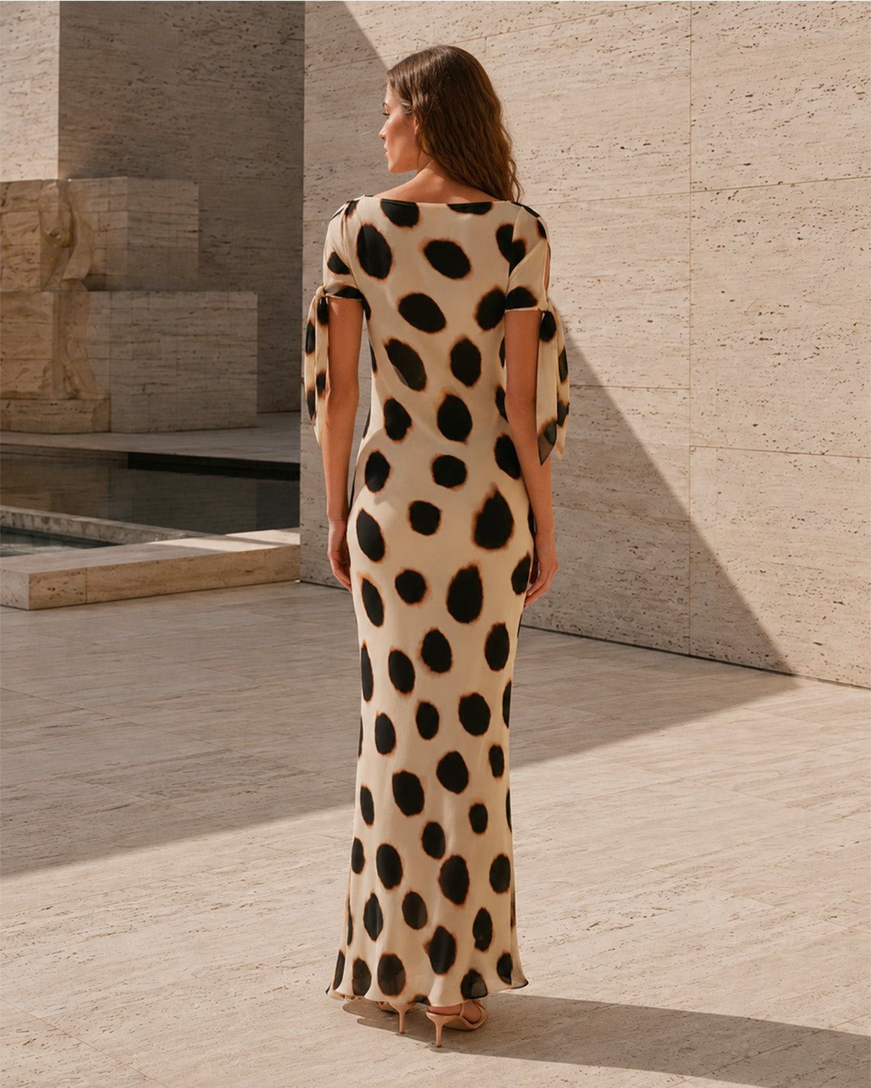 Marlowe Dot Scarf-Tie Maxi Dress