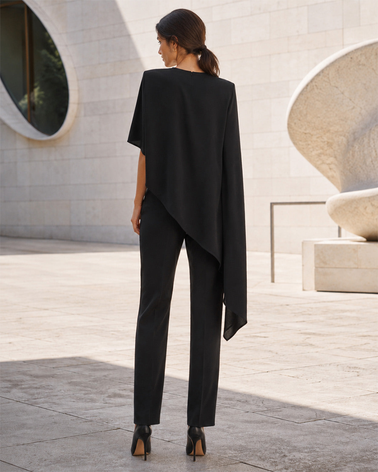 Noelle Asymmetric Draped Satin Top