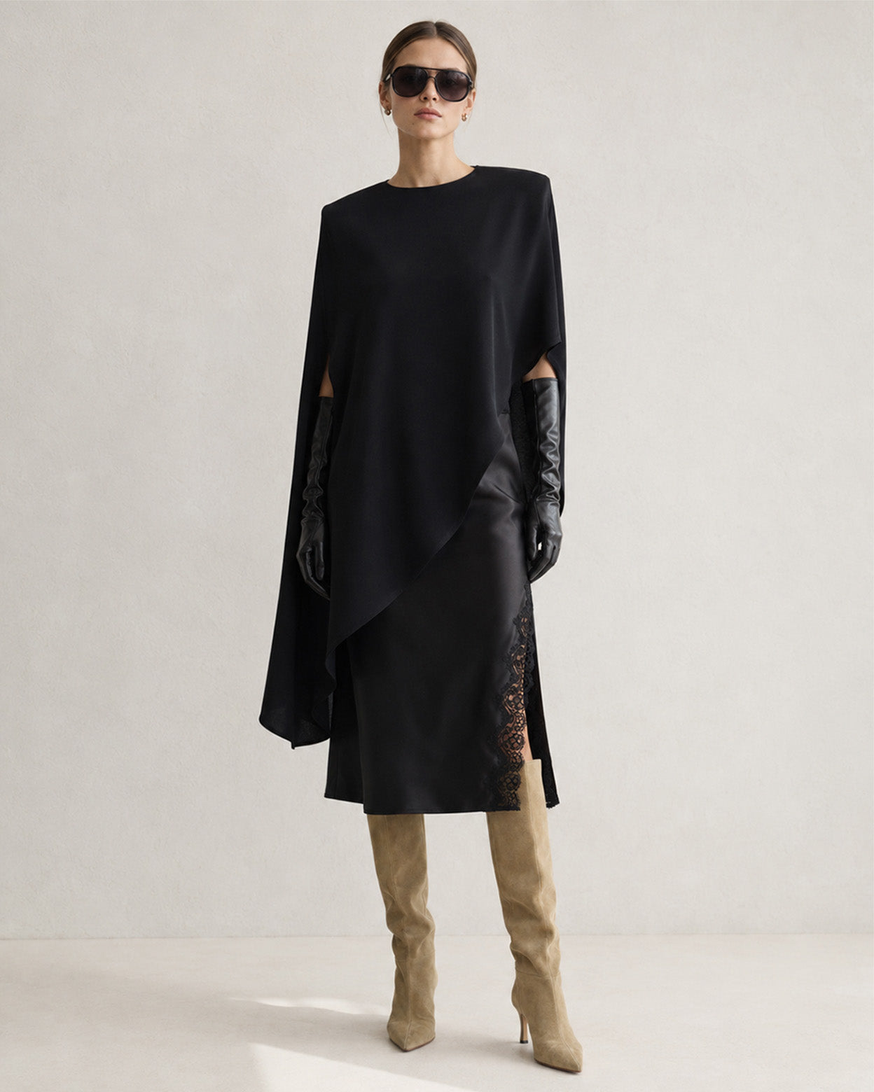 Noelle Asymmetric Draped Satin Top