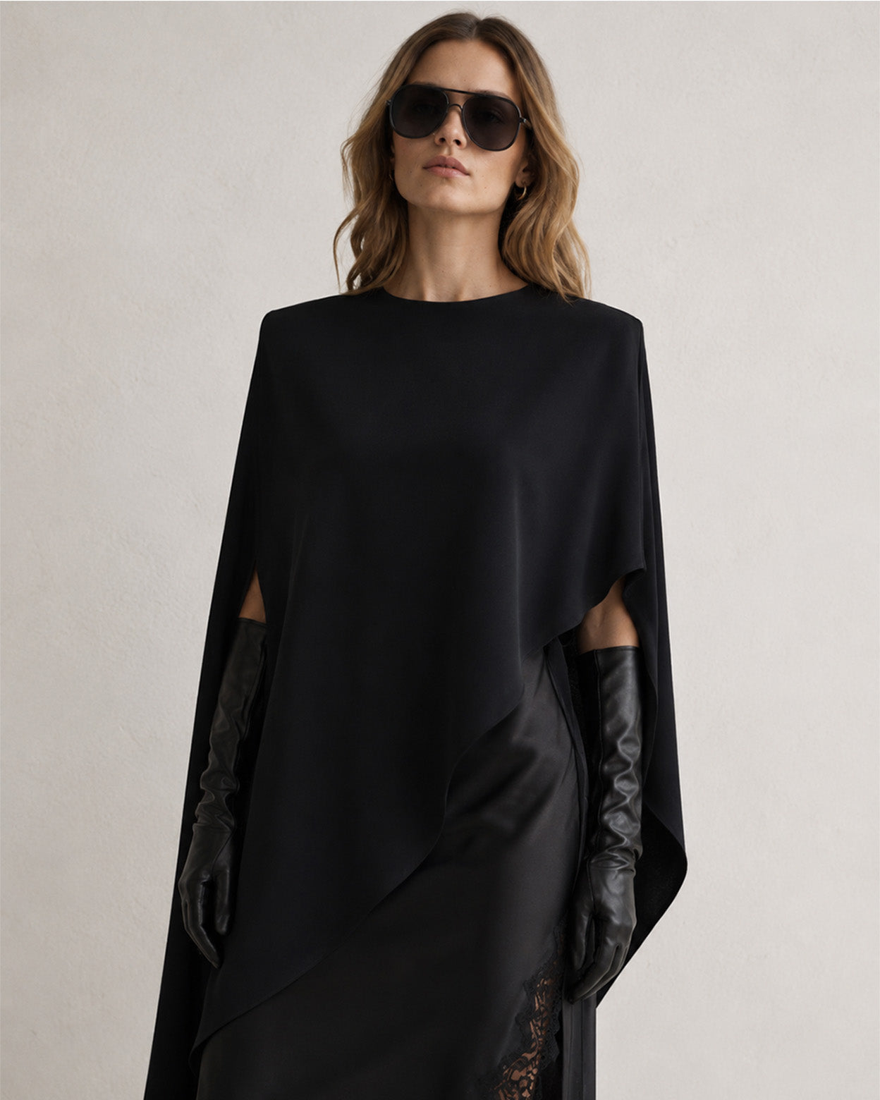 Noelle Asymmetric Draped Satin Top