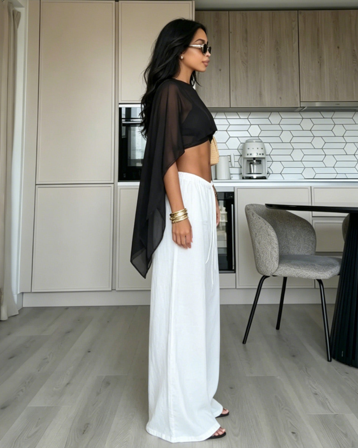 Noir Drift Cape & Pants Set