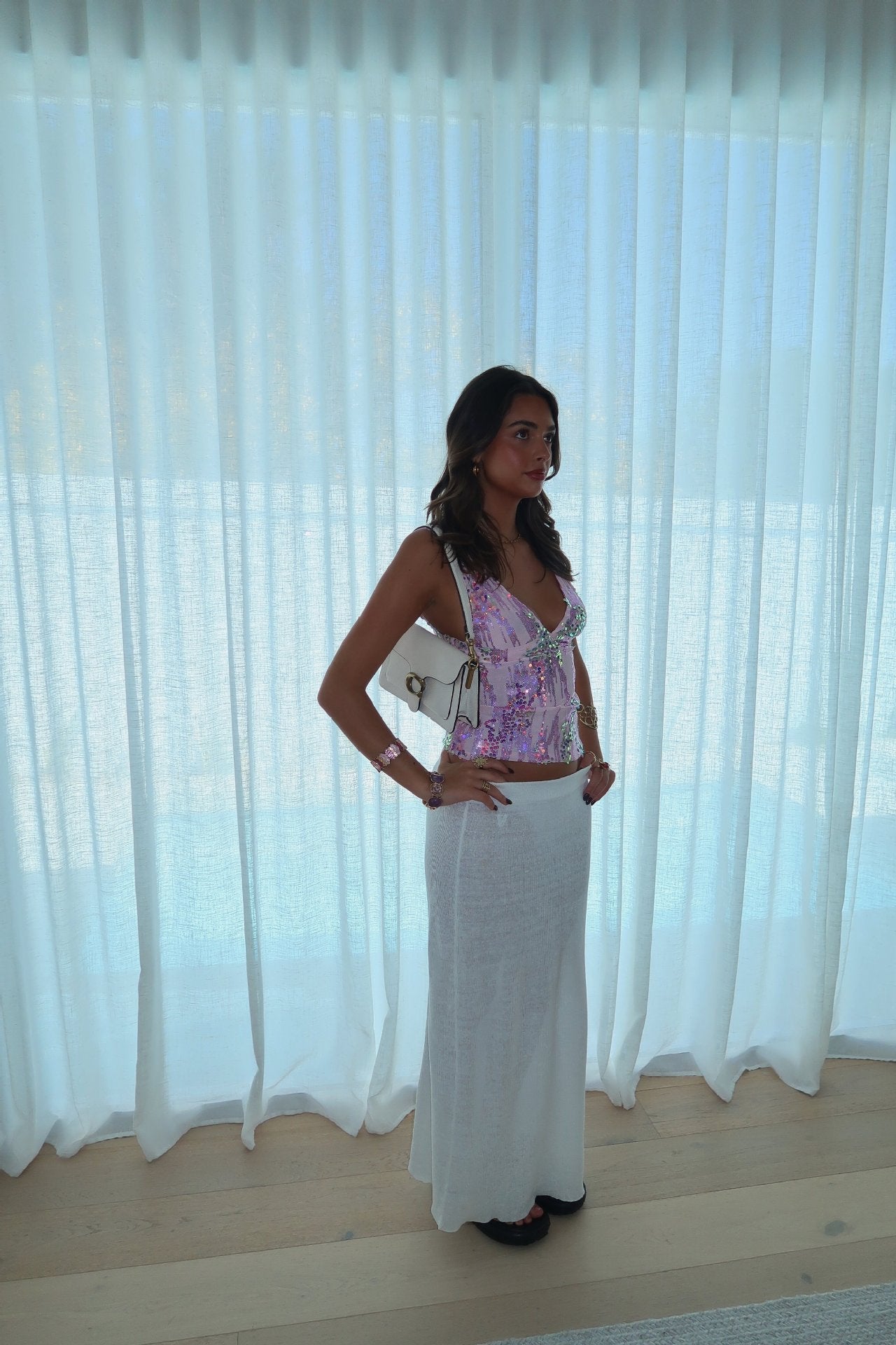 Ivanna Sequin Halter Tank Top