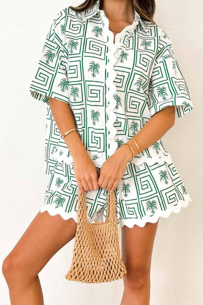 Santorini Palm Trim Two-Piece Set