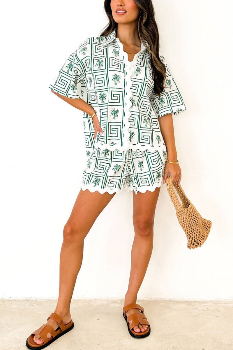 Santorini Palm Trim Two-Piece Set