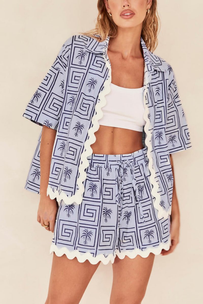 Santorini Palm Trim Two-Piece Set