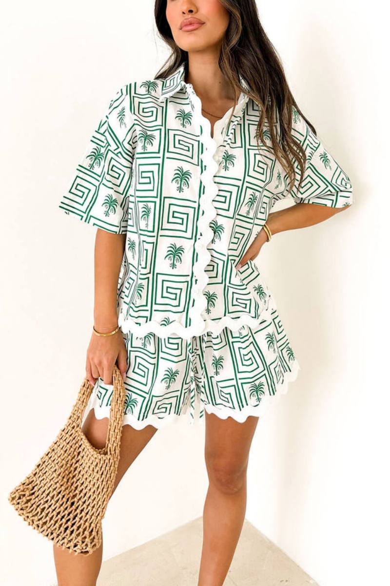 Santorini Palm Trim Two-Piece Set