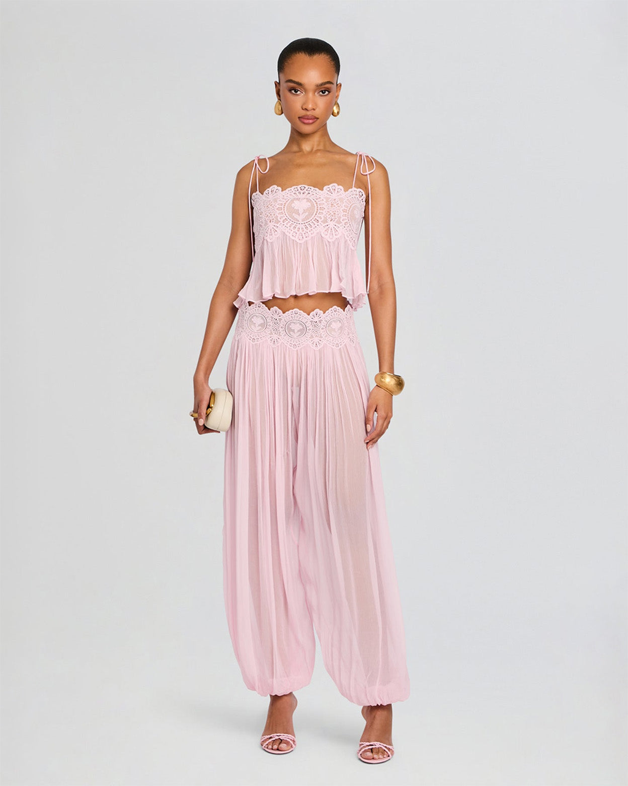 Roséa Chiffon Lace Two-Piece Set