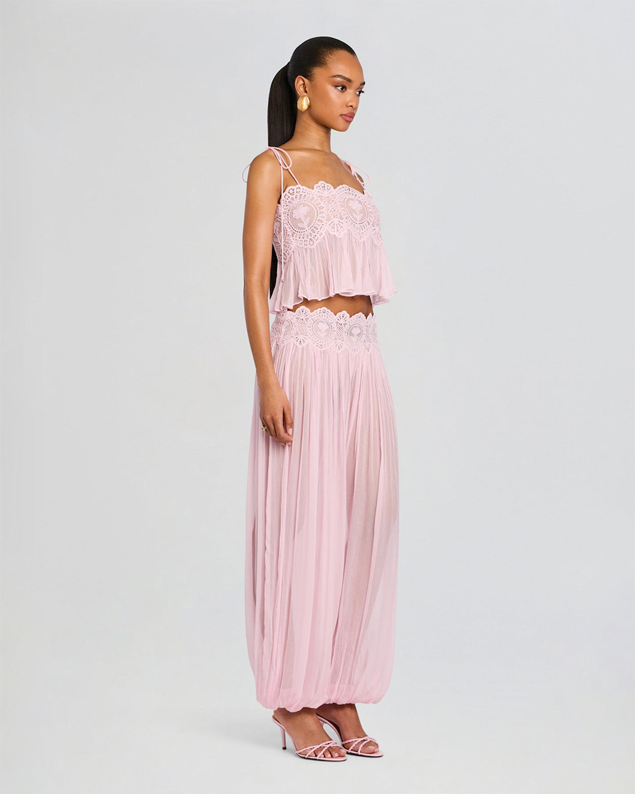 Roséa Chiffon Lace Two-Piece Set