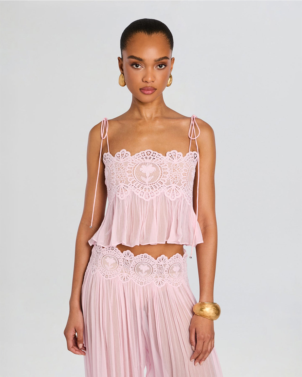 Roséa Chiffon Lace Two-Piece Set