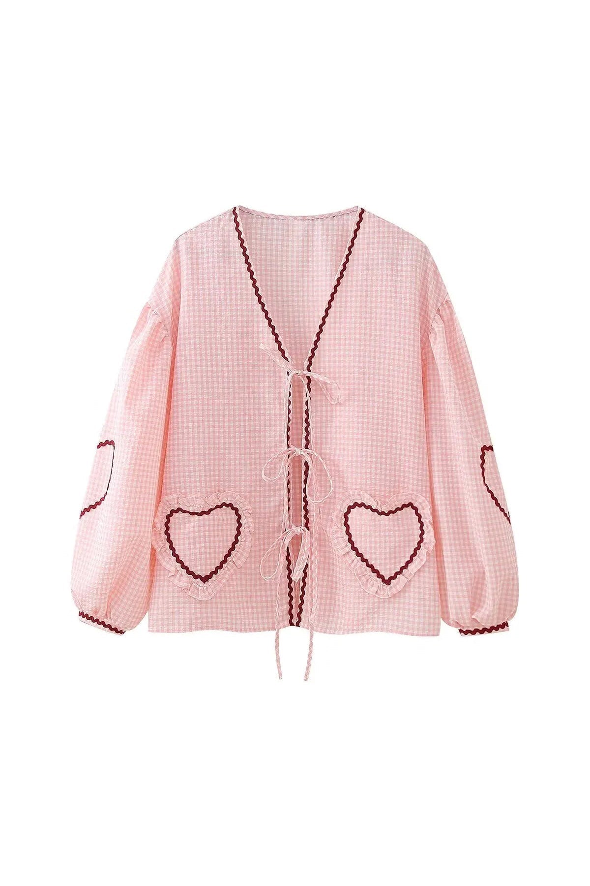 Amorette Plaid Fringe Blouse
