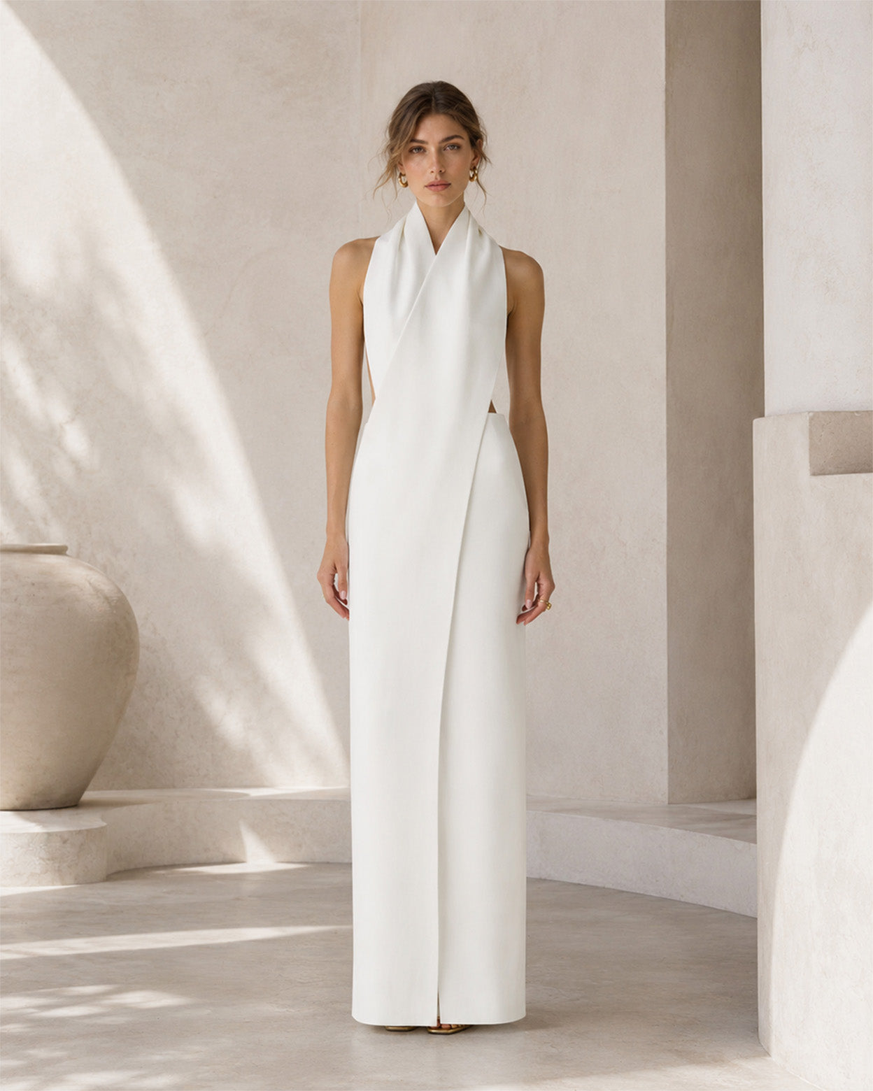 Selene Sculpted Halter Maxi Dress