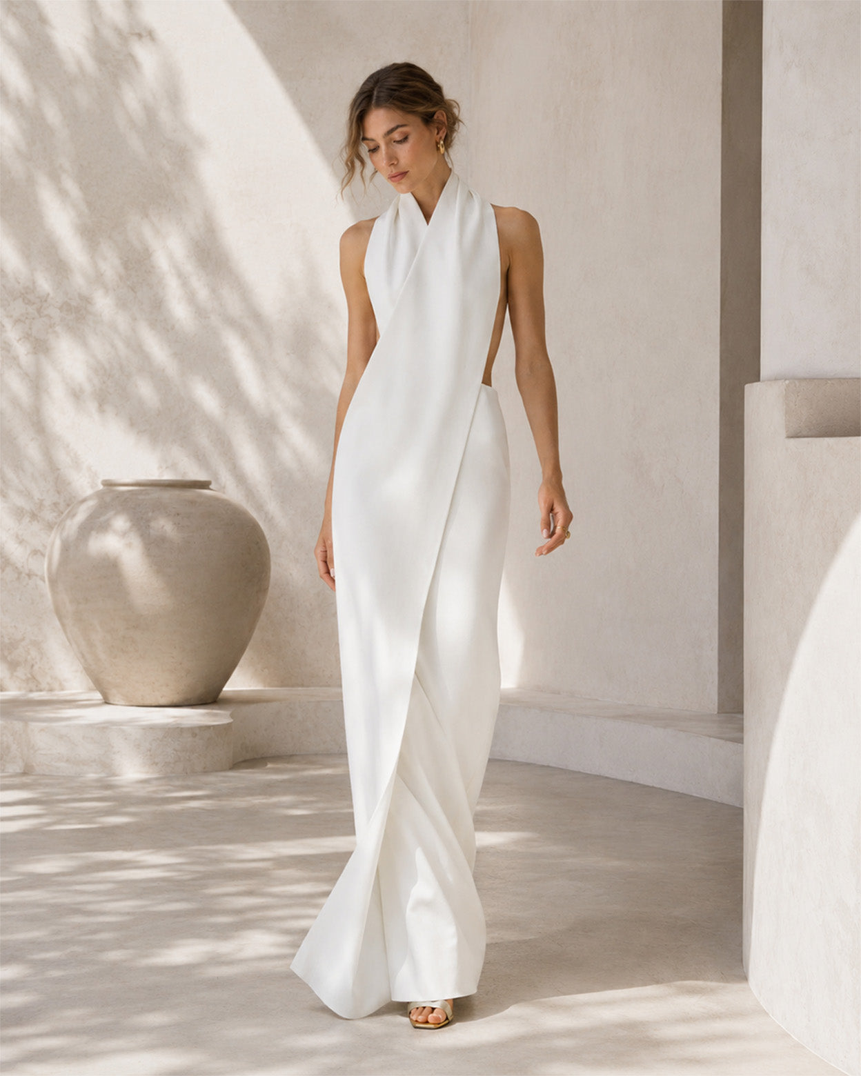Selene Sculpted Halter Maxi Dress