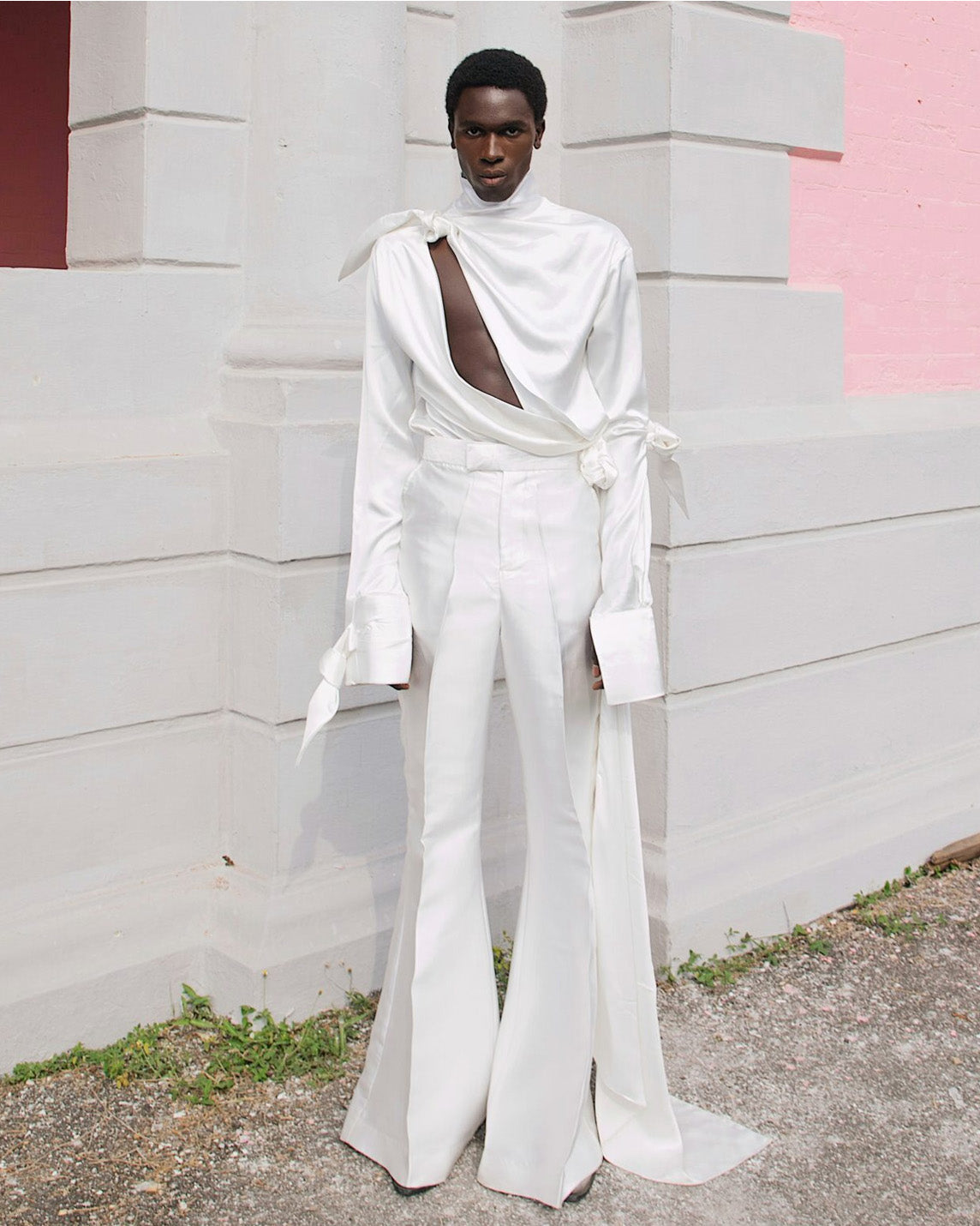 Seraphine Draped Knot Satin Blouse