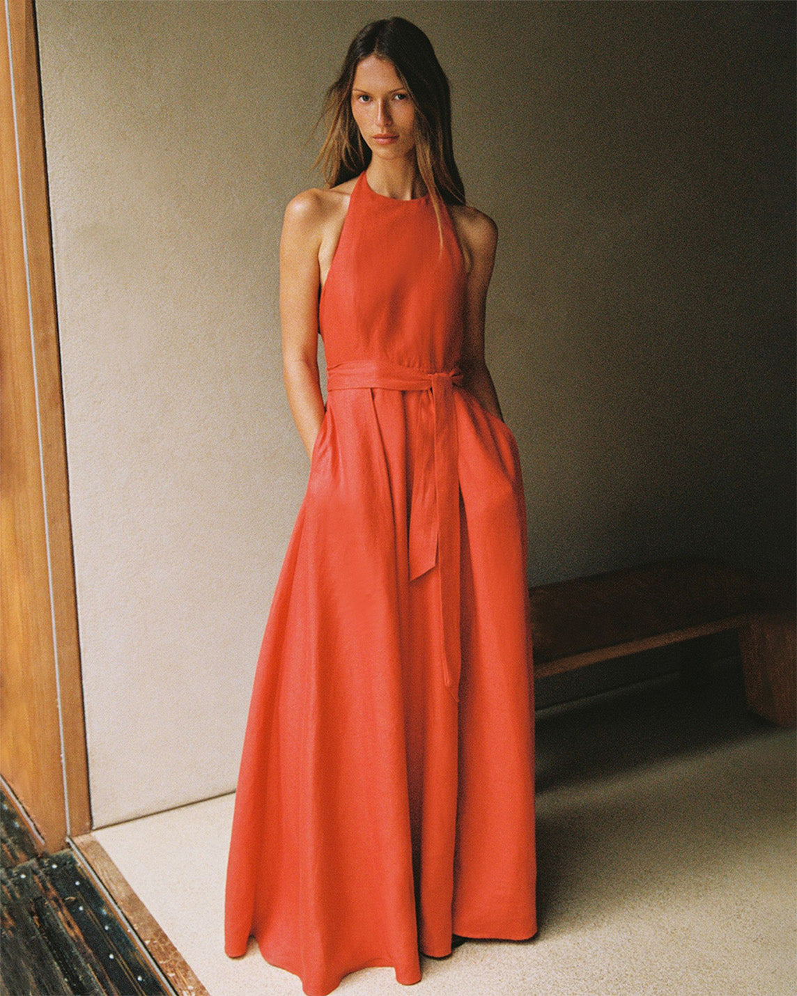 Solene Linen Halter Maxi Dress