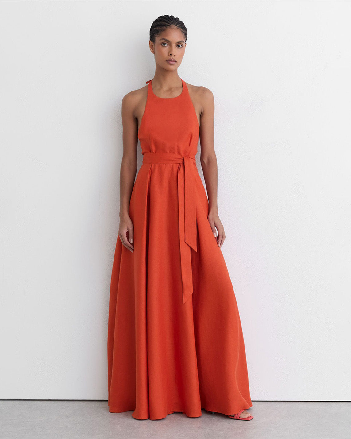 Solene Linen Halter Maxi Dress