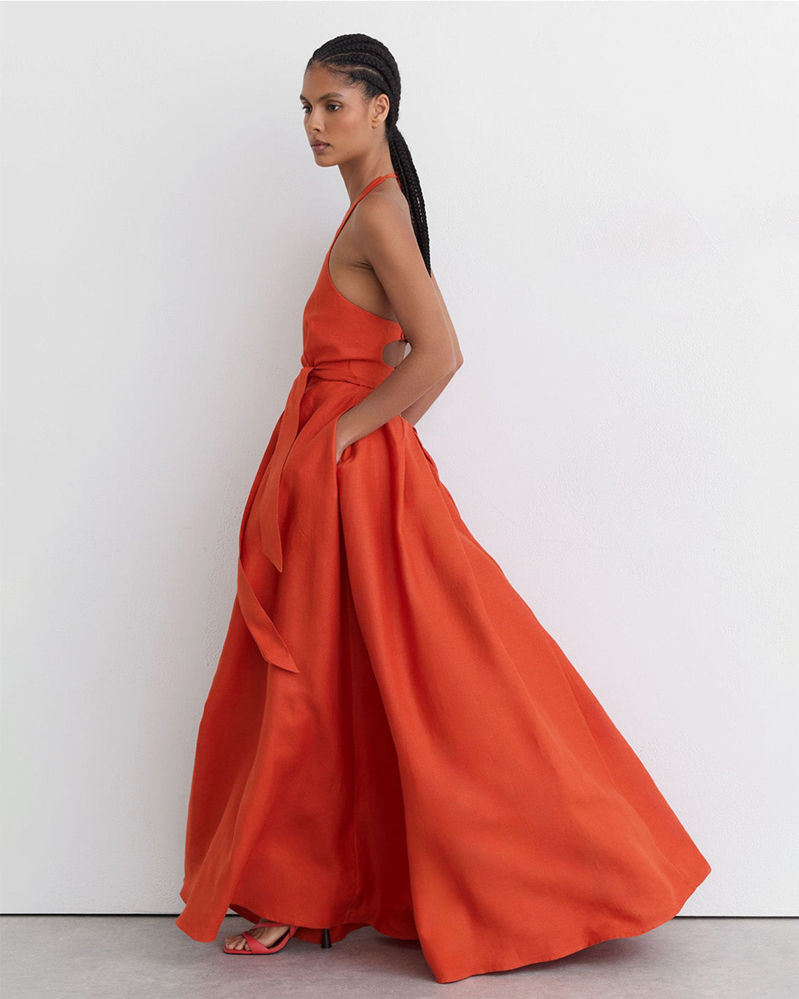 Solene Linen Halter Maxi Dress