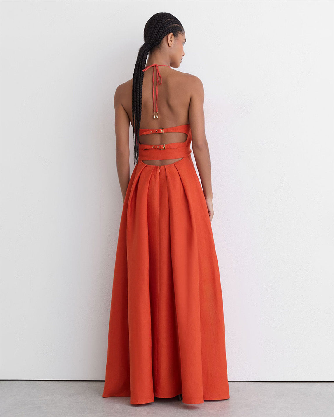 Solene Linen Halter Maxi Dress