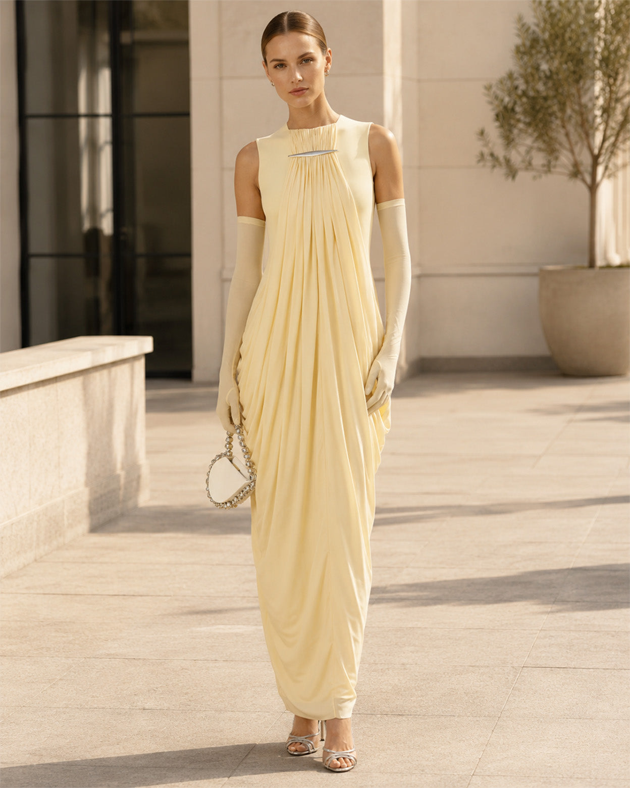 Solenne Draped Knit Maxi Dress