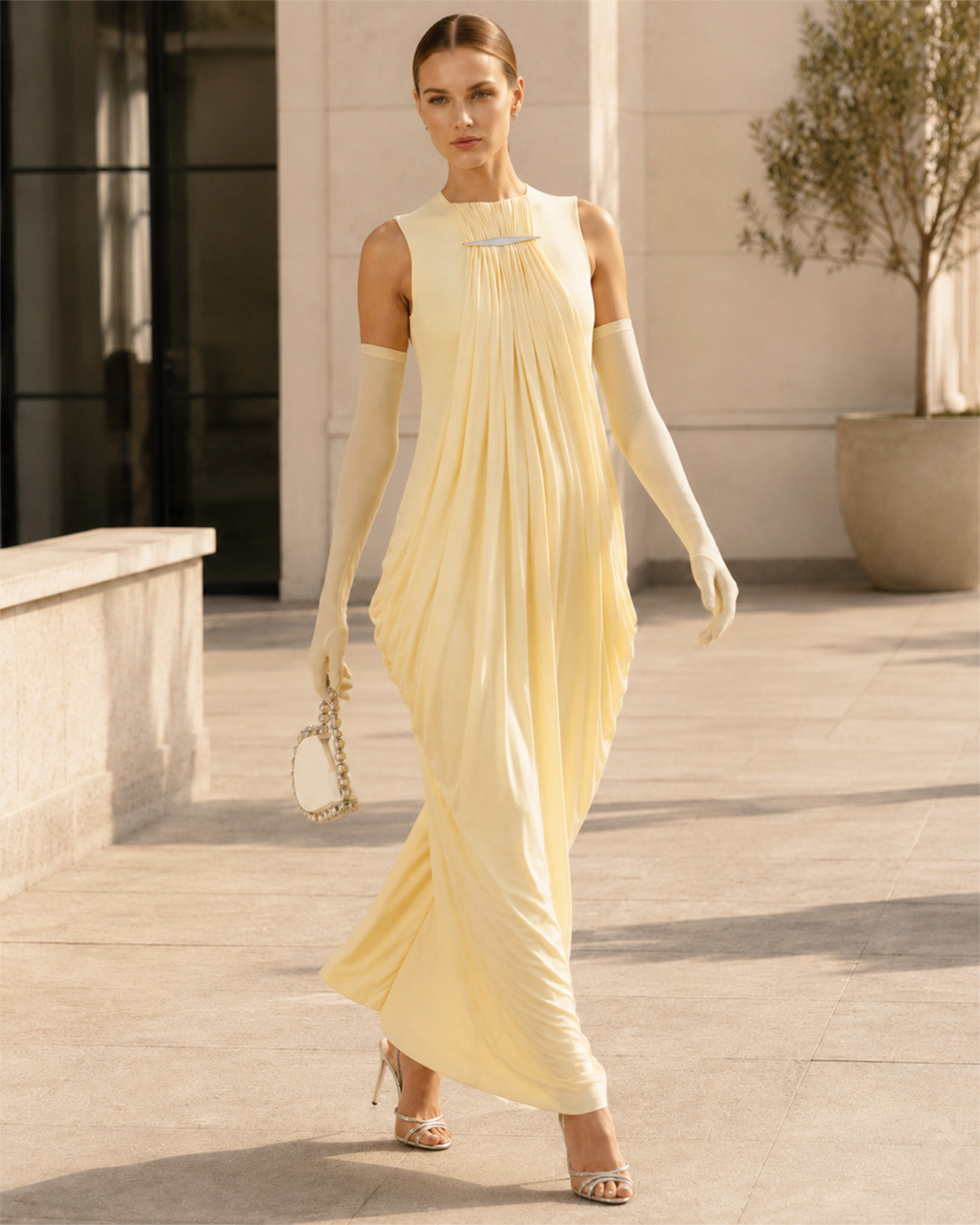 Solenne Draped Knit Maxi Dress