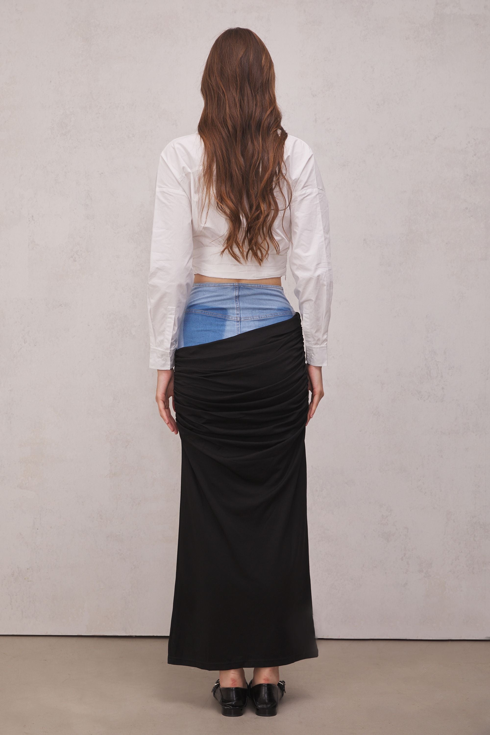 Melody Draped Denim Skirt