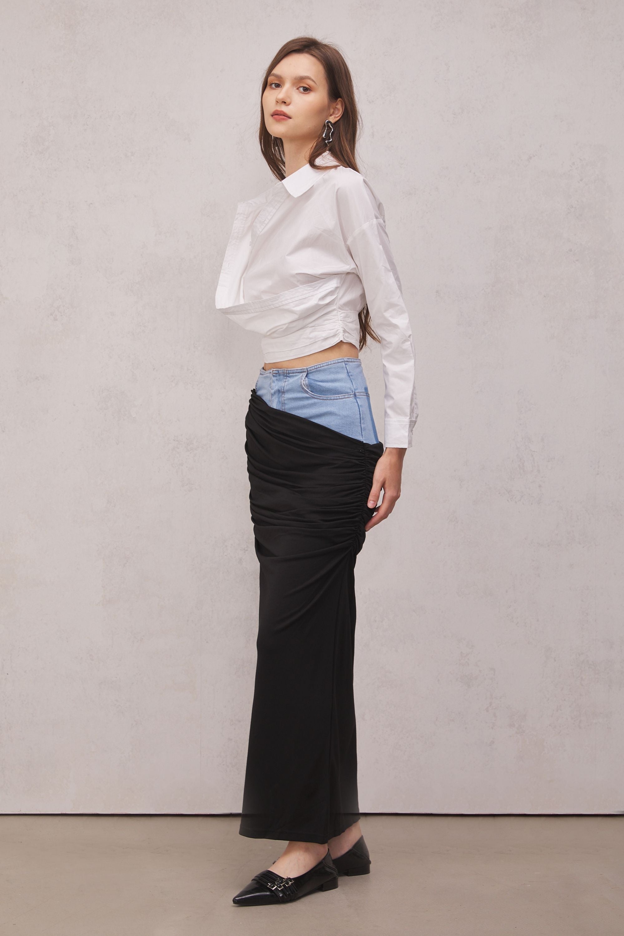 Melody Draped Denim Skirt