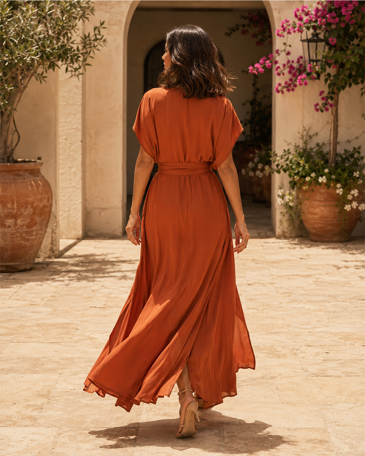 Valencia Satin Wrap Maxi Dress