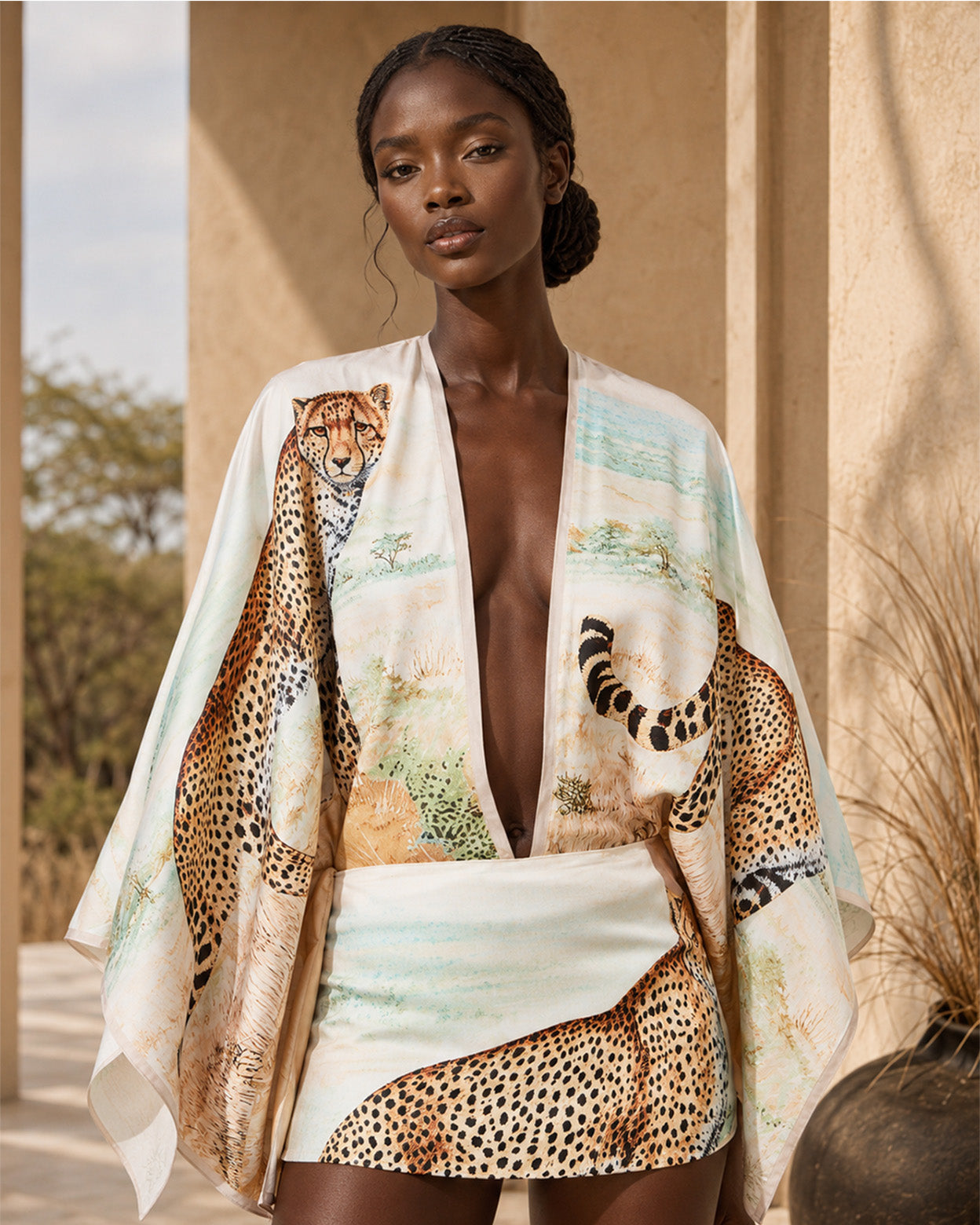 Valentina Safari Satin Mini Dress