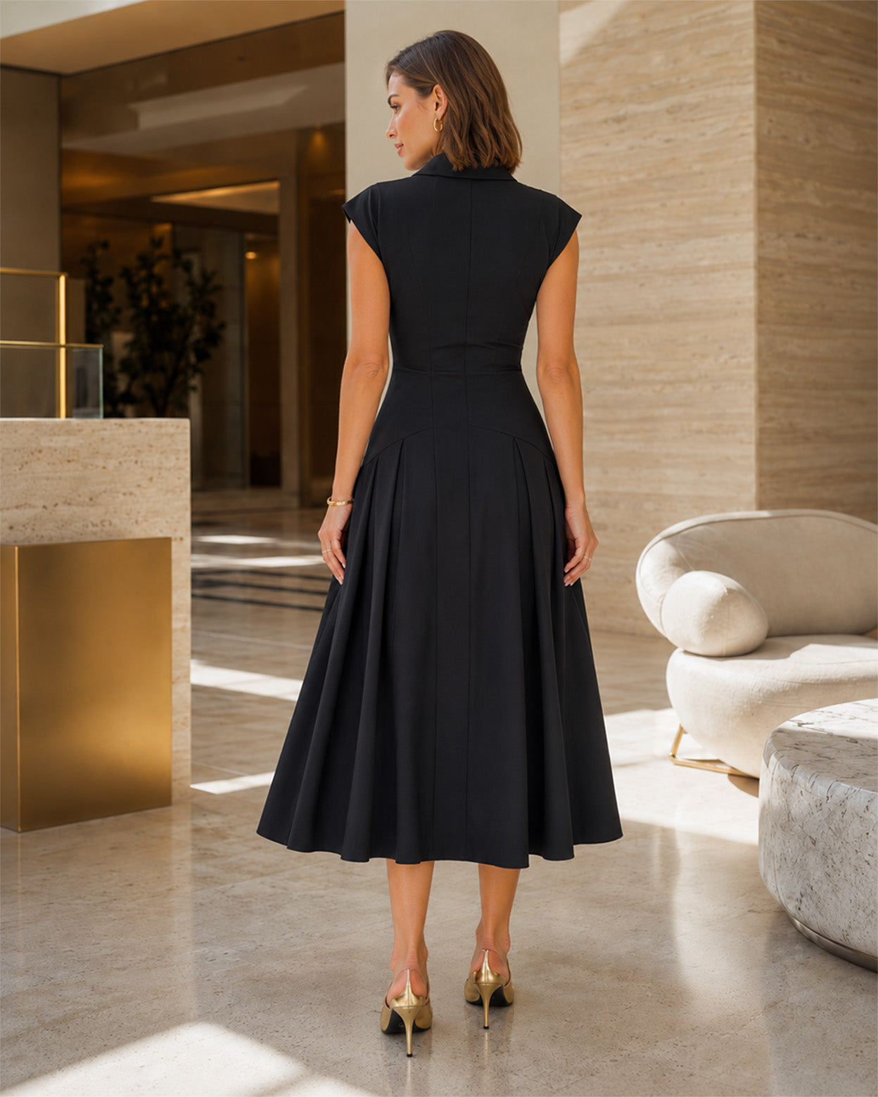 Vivienne Pleated Shirt Midi Dress