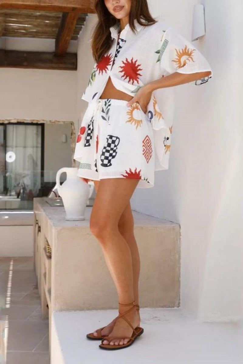 Solara Sun & Cherry Printed Two-Piece Set