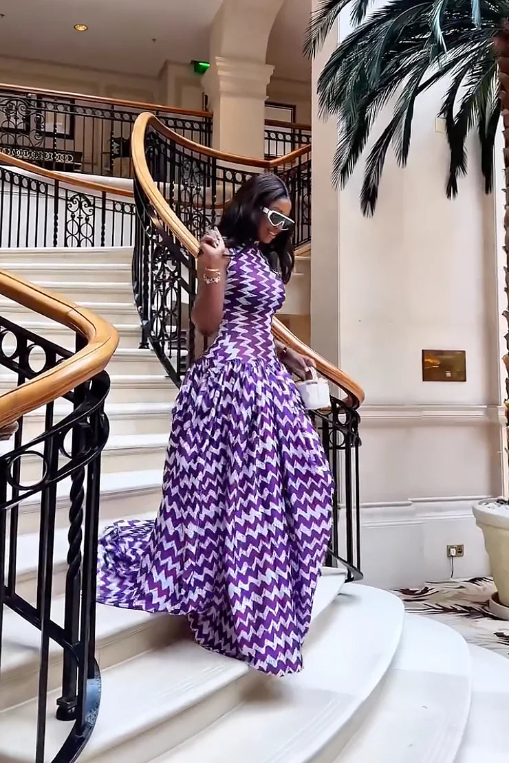 Seraphina Violet Chevron Maxi Dress